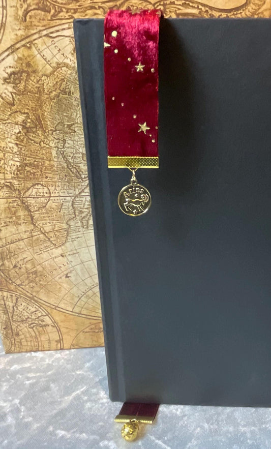 Aries Zodiac Velvet Ribbon Bookmark