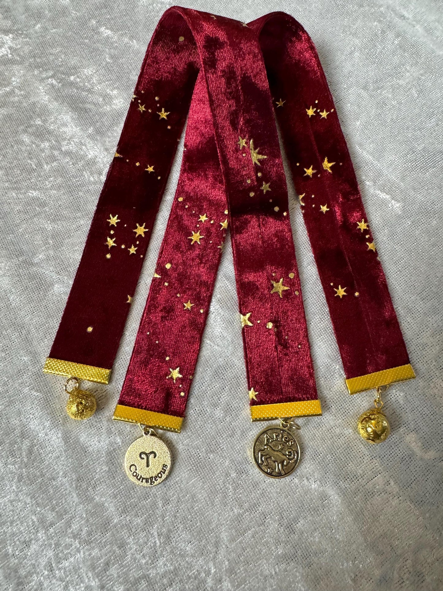 Aries Zodiac Velvet Ribbon Bookmark