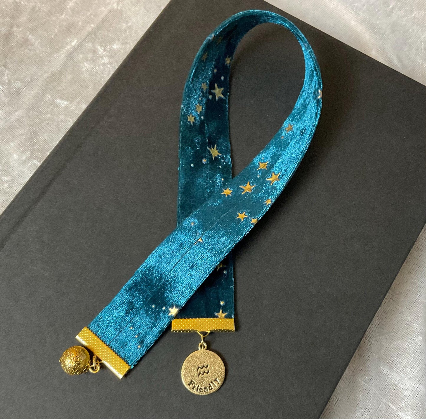 Aquarius Zodiac Velvet Ribbon Bookmark